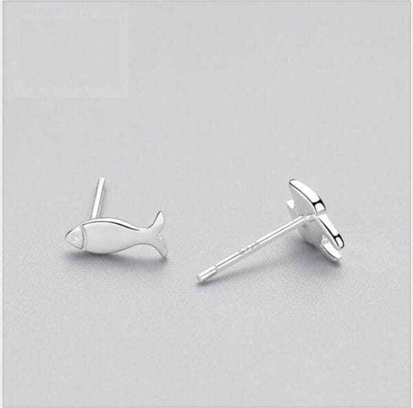 Fashion Asymmetry 925 Sterling Silver Stud Earrings Animal Fish Cat Stud Earrings for Women Personality Jewelry Gifts - Image 2