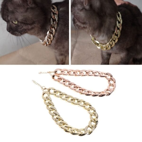 Pet Necklace Thick Gold Chain Plated Plastic Identified Safety Collar Puppy Dogs - Image 3